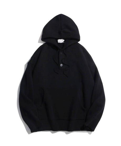 LOOSE KNIT RIBBED HOODIE  /3color