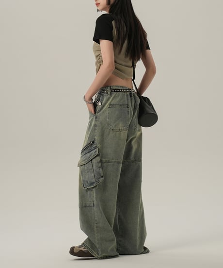 VINTAGE WASH CARGO DENIM /3color