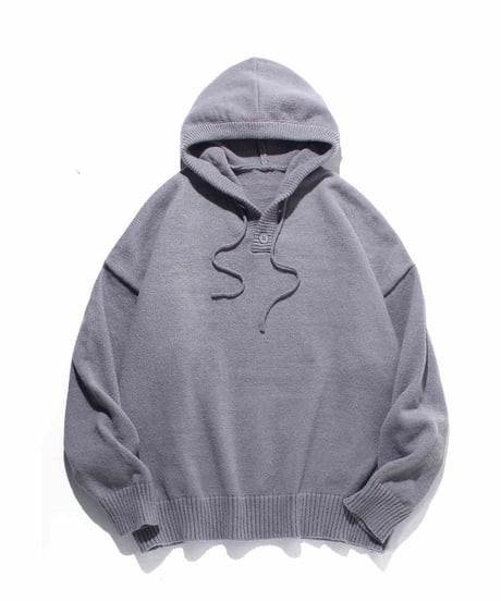 LOOSE KNIT RIBBED HOODIE  /3color