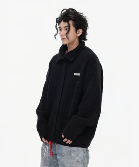 CHUNKY KNIT TURTLE CARDIGAN /3color