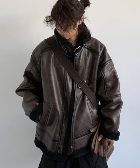 VINTAGE PILOT LEATHER JACKET /2color