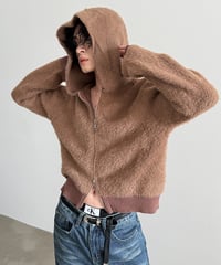 W-ZIP SHAGGY KNIT HOODIE /2color