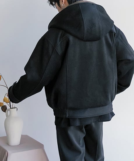 WOOL-MIX LAYERED SHORT COAT /2color