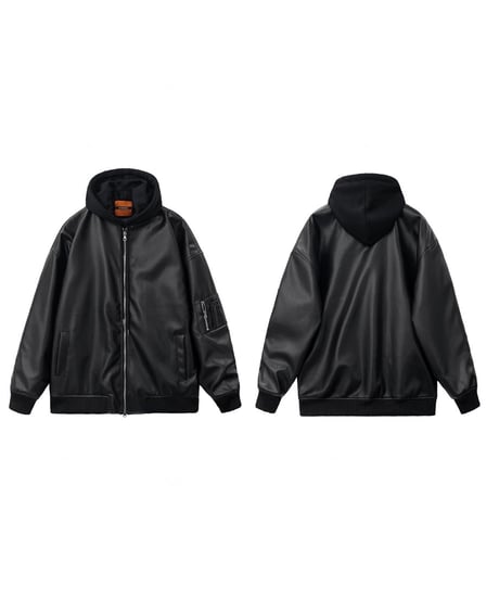 FAUX LEATHER HOODED BLOUSON