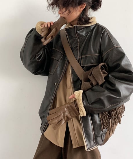 FAUX LEATHER BOA JACKET