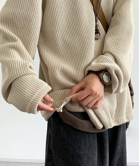 ROUND NECK HALF ZIP KNIT /3color