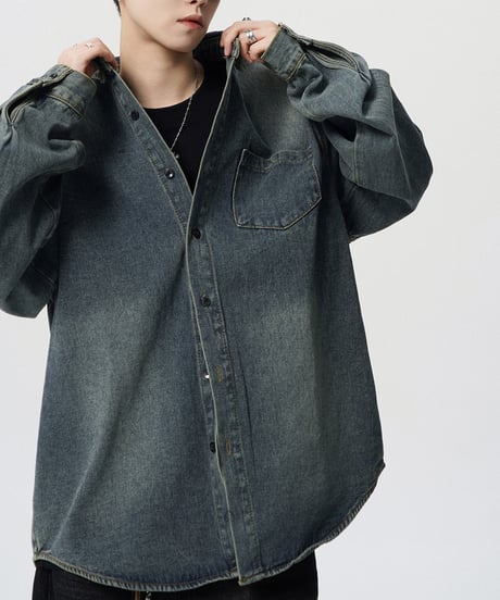 VINTAGE WASH DENIM SHIRT /3color