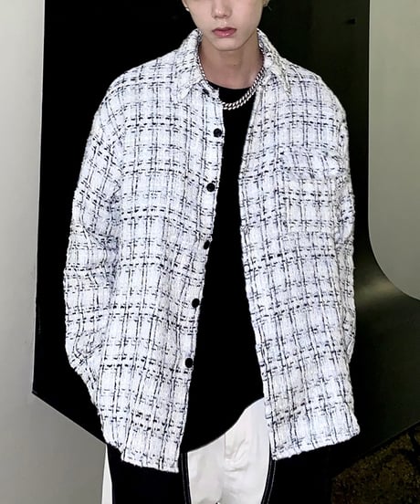 CHECKED JACQUARD SHIRT JACKET /2color