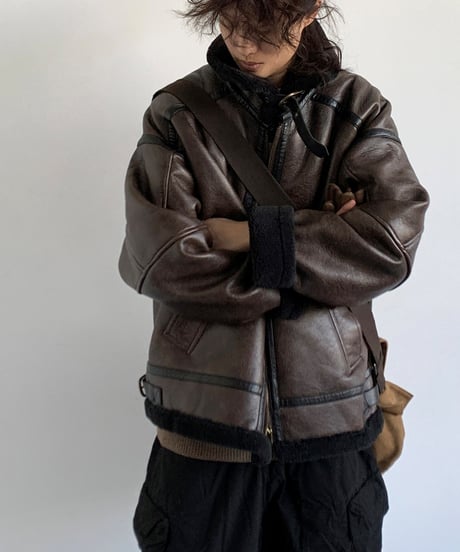 VINTAGE PILOT LEATHER JACKET /2color