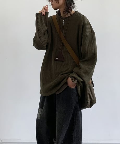 ROUND NECK HALF ZIP KNIT /3color