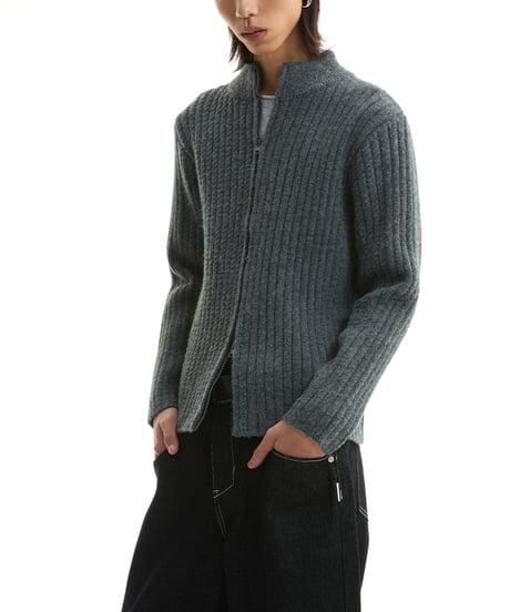ASYMMETRIC KNIT SHORT JACKET /2color