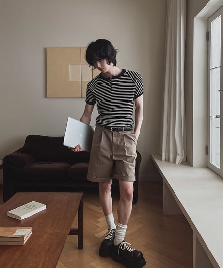CLASSICBORDER HENLEY TEE /2color