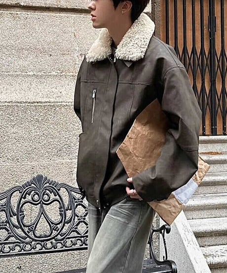 FAUX LEATHER FUR JACKET