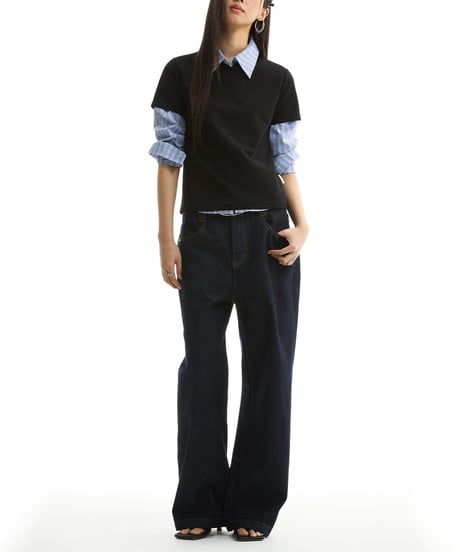 WIDE STRAIGHT BLUE JEANS