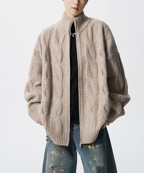 LUXCABLE W-ZIP CARDIGAN /3color