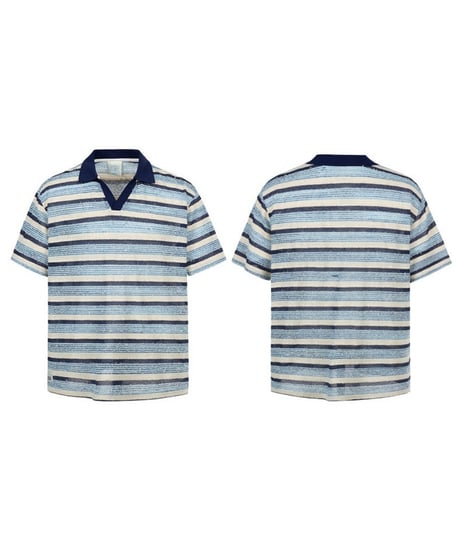 TEXTURESTRIPE KNIT POLO /2color