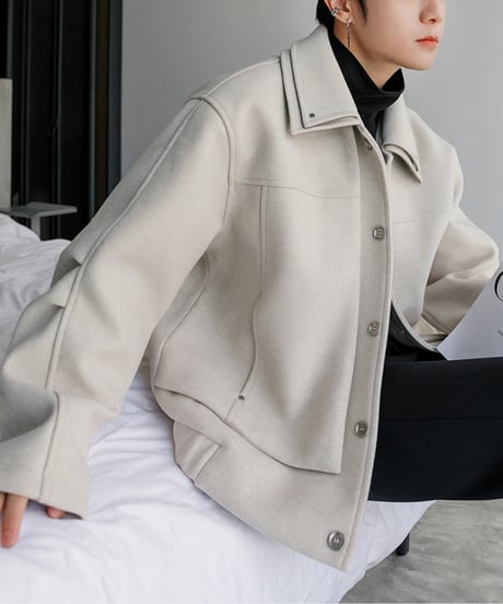 LAYERED WOOL MIX JACKET /2color