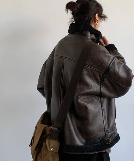 VINTAGE PILOT LEATHER JACKET /2color