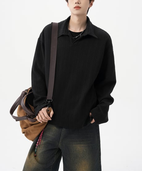 LOOSE TEXTURE POLO SHIRT /2color