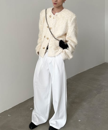 W-BREASTED SHAGGY JACKET /2color