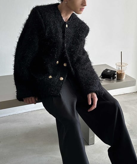 W-BREASTED SHAGGY JACKET /2color