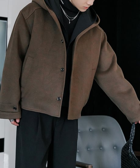 WOOL-MIX LAYERED SHORT COAT /2color