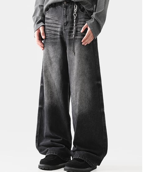 WAVY WASHED WIDE DENIM /2color