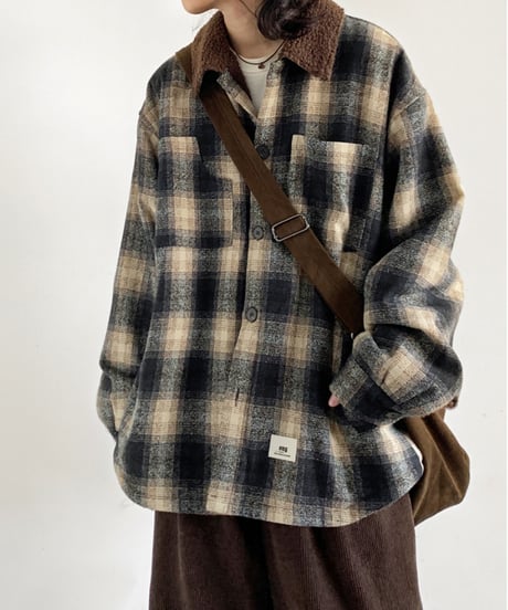 VINTAGE CHECK BOA JACKET /2color