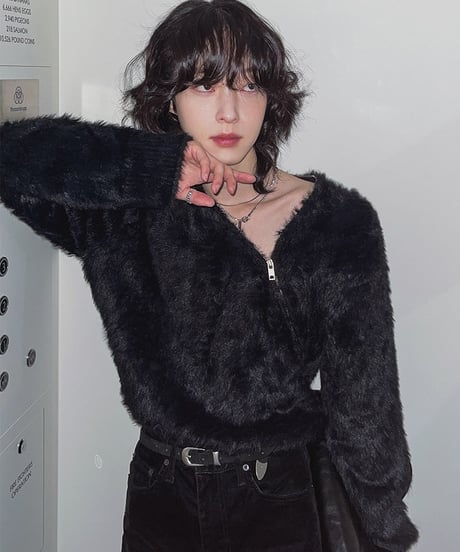 MINKWAVE CROSS ZIP KNIT /2color
