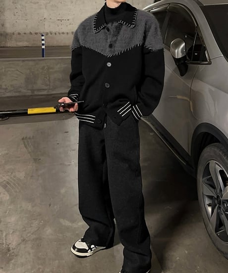 SPLICE KNIT CARDIGAN JACKET /2color
