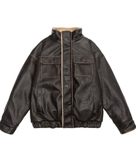 FAUX LEATHER BOA JACKET
