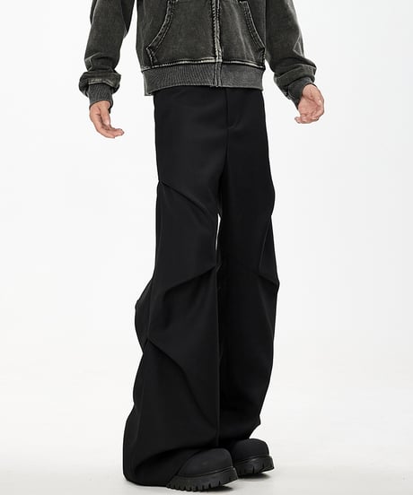PLEATED WIDE PARACHUTE PANTS /2color