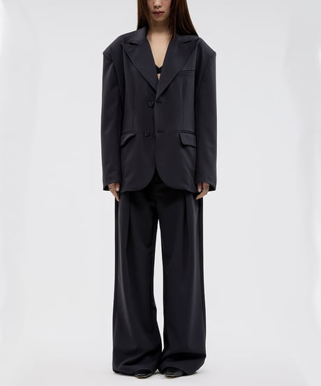PLEATED WIDE STRAIGHT SLACKS