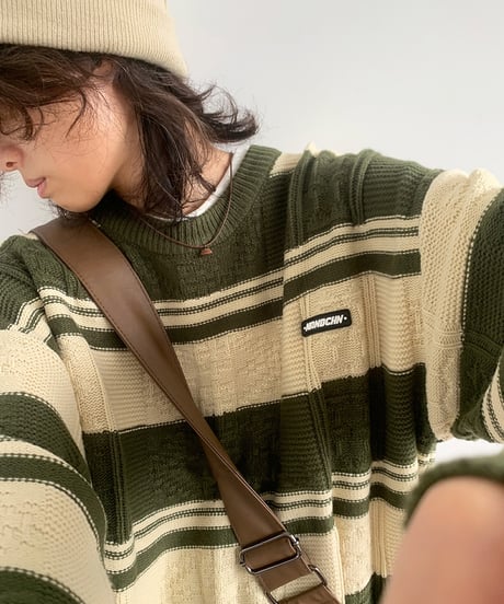 RETRO BORDER OVERSIZE KNIT /2color