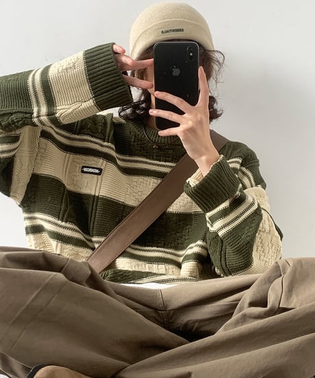 RETRO BORDER OVERSIZE KNIT /2color