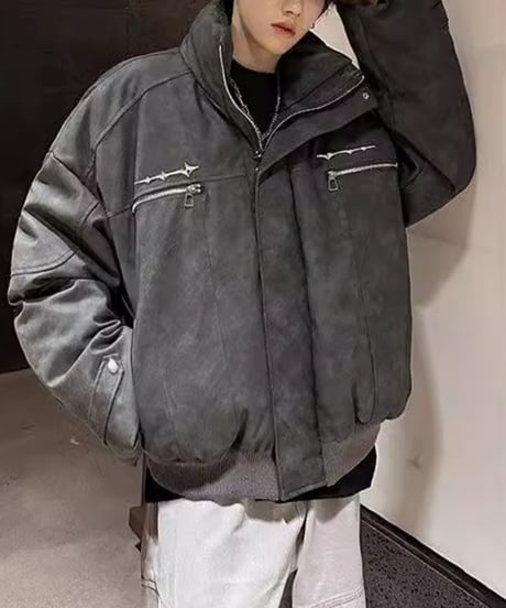 FAUX LEATHER DOWN BLOUSON /2color