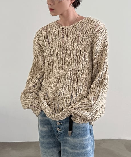 LOW GAUGE OPENWORK KNIT /2color