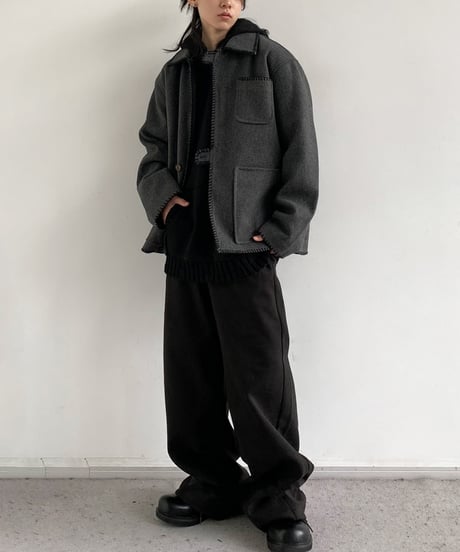 WOOL-LIKE EDGE STITCH COAT /2color