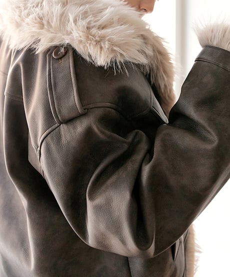 FAUX LEATHER FUR JACKET /2color