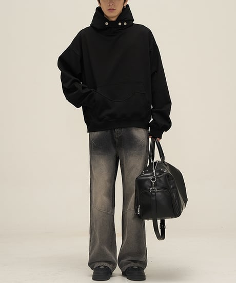 HIGH-NECK BELT HOODIE /2color