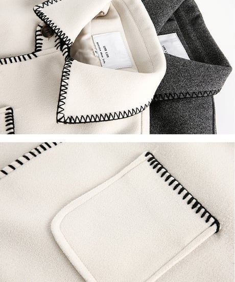 WOOL-LIKE EDGE STITCH COAT /2color