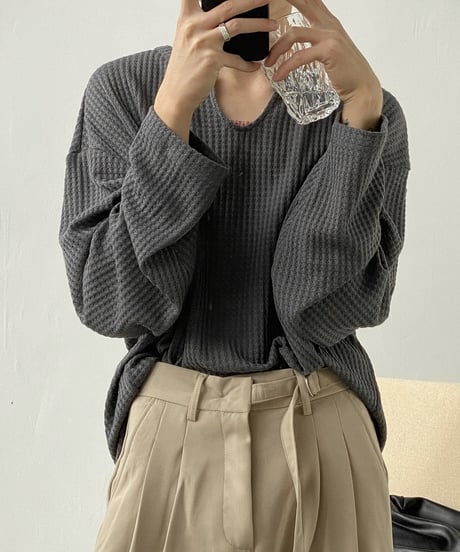 LOOSE WAFFLE CUT-SEW /3color