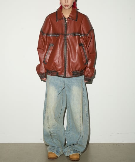 FADETRACK FAUX LEATHER JACKET /2color