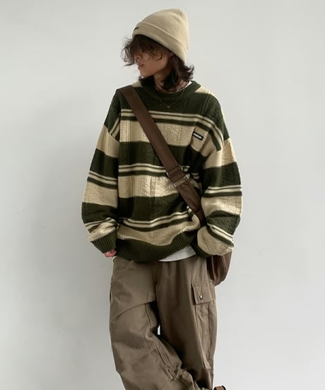 RETRO BORDER OVERSIZE KNIT /2color