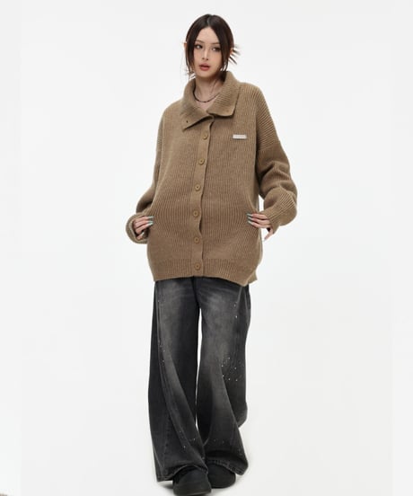 CHUNKY KNIT TURTLE CARDIGAN /3color