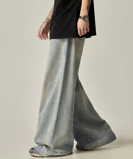 RETRO DRAPE WIDE JEANS