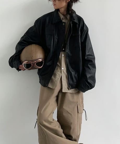 FAUX LEATHER RIDERS JACKET /2color