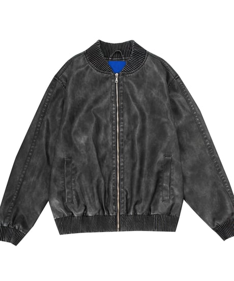VINTAGE FAUX LEATHER JACKET  /2color