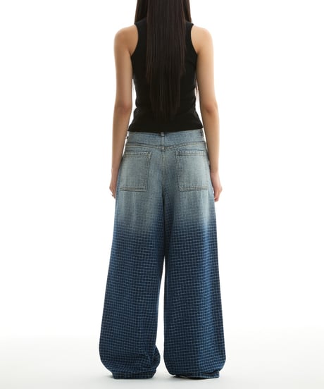 【即納】GRID WIDE DENIM PANTS