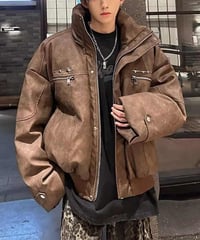 FAUX LEATHER DOWN BLOUSON /2color